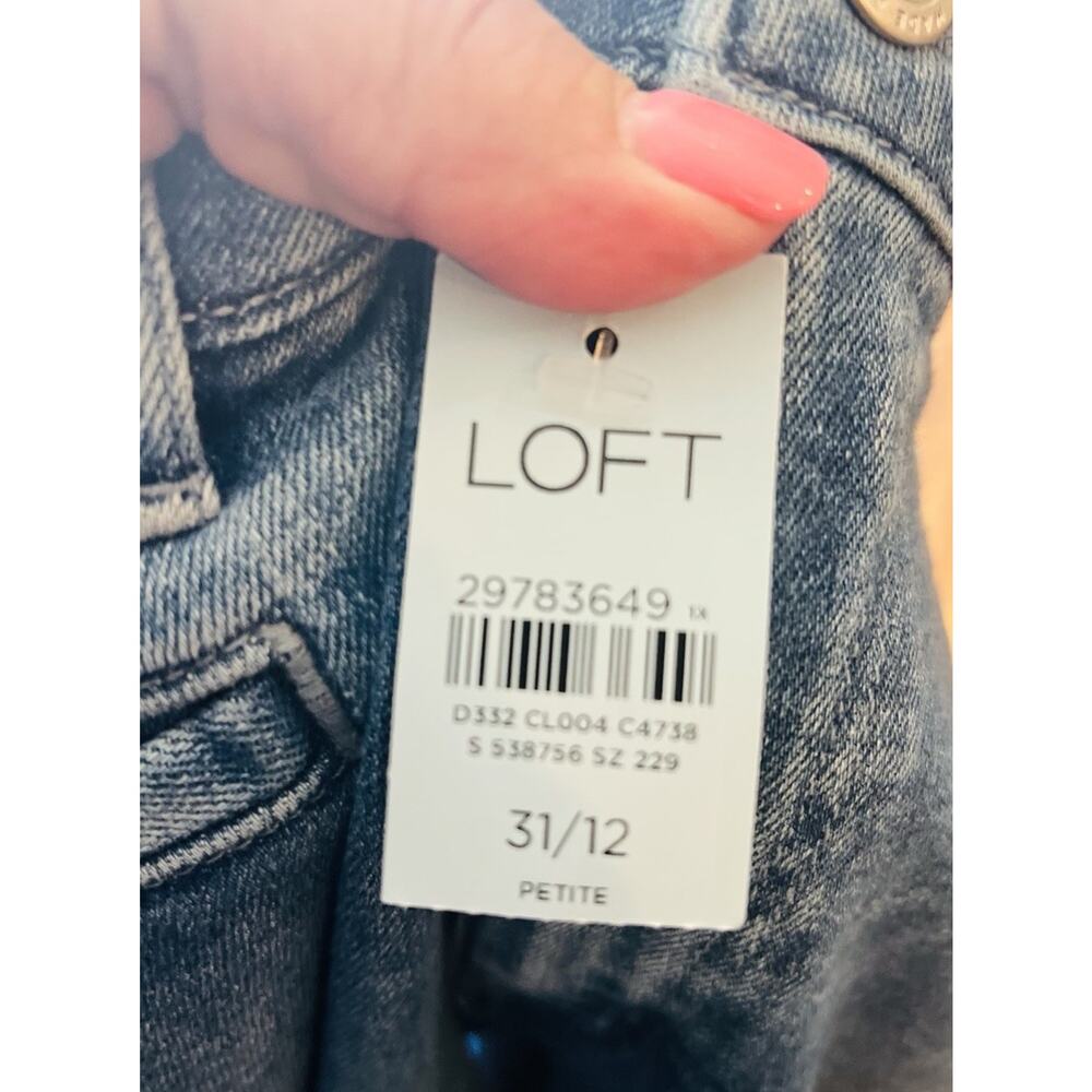 Ann Taylor Petite Pants Denim Blue 12P Cropped Wide Leg Hi Waist NWT - Picture 8 of 10